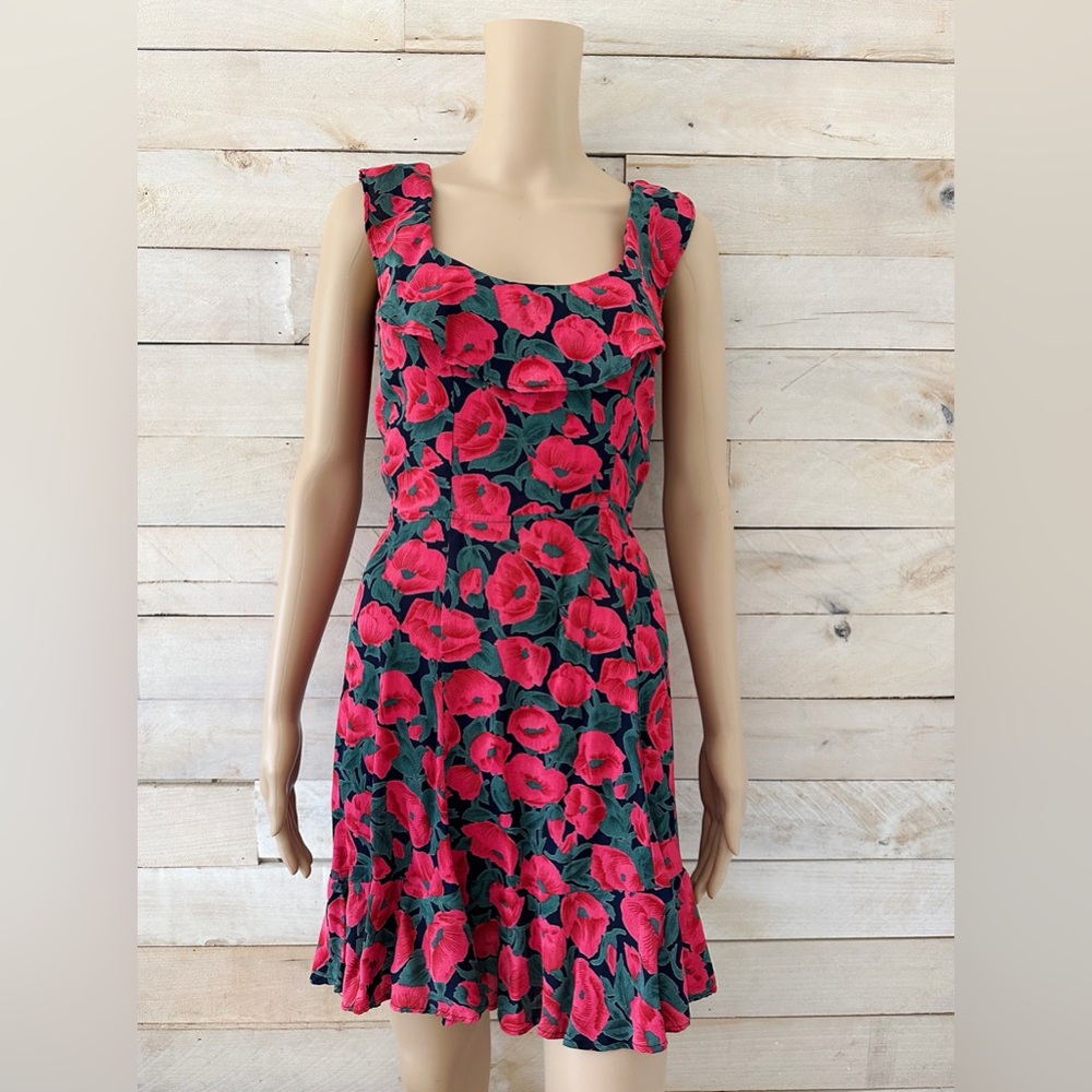 Reformation Red and Blue Midi Sundress Square Neck